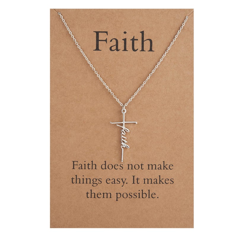 Lcherry Cross Necklace for Women Faith Cross Pendant Necklace Stainless Steel Faith Religious Christian Jewelry Confirmation Birthday Gift for Women - Image 1