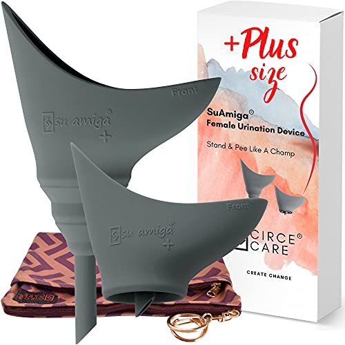 CIRCE CARE 2nd Gen SuAmiga Collapsible Female Urination Device Upgraded (Firm Top for Better Seal); Large Women Pee Funnel with Waterproof Bag; Portable Female Urinal to Pee Standing Up (Plus size) - Image 1