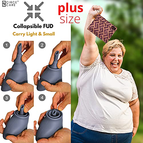 CIRCE CARE 2nd Gen SuAmiga Collapsible Female Urination Device Upgraded (Firm Top for Better Seal); Large Women Pee Funnel with Waterproof Bag; Portable Female Urinal to Pee Standing Up (Plus size) - Image 4