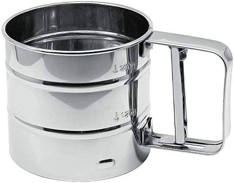 bosig Flour Sifter Hand Press Design Stainless Steel Flour Sifter Corrosion Resistant Large Capacity Flour Sieve Cup for Sugar Flour and Coffee Powder - Image 1