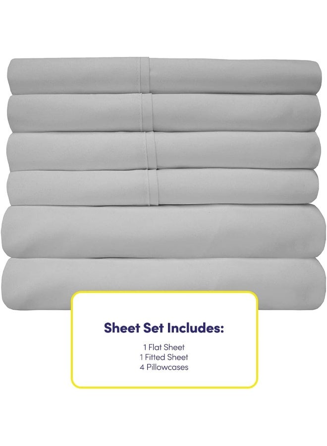 Sweet Home Collection King Size Bed Sheets  6 Piece 1500 Supreme Collection Fine Brushed Microfiber Deep Pocket King Sheet Set Bedding  2 Extra Pillow Cases Great Value King Silver  - Image 3