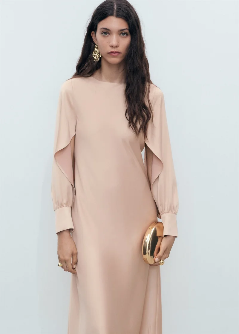 MANGO Blouson Sleeve Midi Dress
