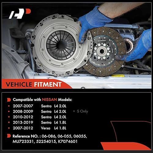 A-Premium Transmission Clutch Kit with Clutch Slave Cylinder Compatible with Nissan Sentra 2007-2019, Versa 2007-2012, L4 1.8L 2.0L, Replace# 52254015 - Image 2