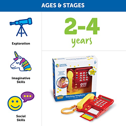 Learning Resources Teaching Telephone - 1 Piece, Ages 3+ Toddler Learning Toys, Pretend Play Telephone, Toy Telephone, Phone for Kids, Pre-Recorded Greetings, Develops Memory Skills - Image 5