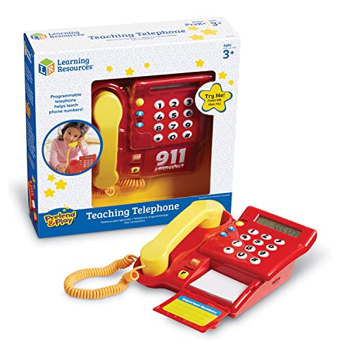 Learning Resources Teaching Telephone - 1 Piece, Ages 3+ Toddler Learning Toys, Pretend Play Telephone, Toy Telephone, Phone for Kids, Pre-Recorded Greetings, Develops Memory Skills - Image 1