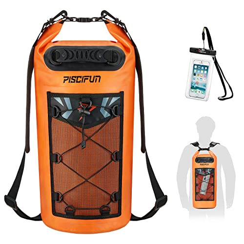 Piscifun Waterproof Backpack 10L 20L 30L 40L Floating Backpack with Waterproof Phone Case for Water Sports Fishing Boating Kayaking Surfing Rafting Gift for Men Women, Orange, 30L, 30l - Image 1