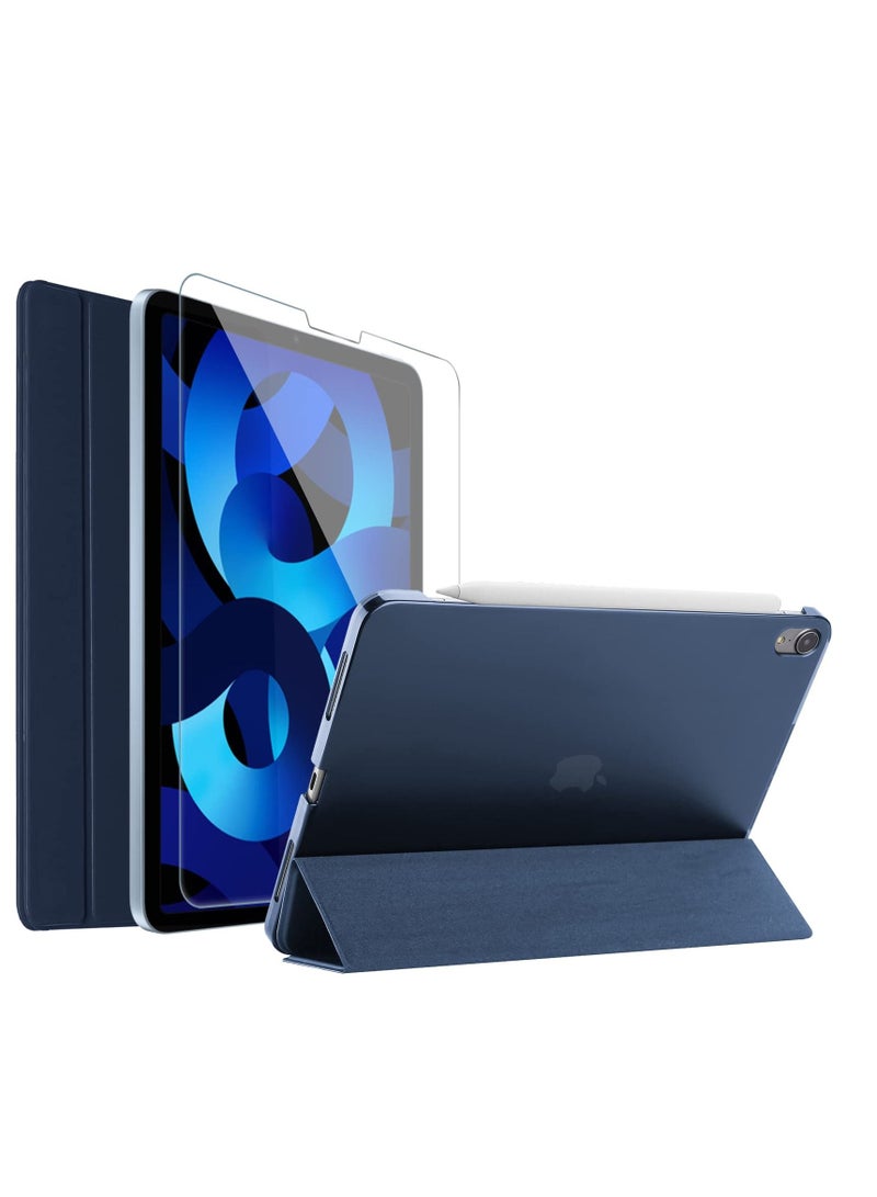 Procases IPad Air 5 Air 4 Case 10.9 Inch with Screen Protector Slim Stand Hard Shell Protective Smart Cover Navy - Image 1
