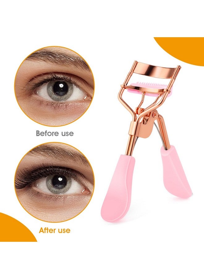 WLLHYF Eyelash Curler Kit Metal Eye Lashes Curler Professional Makeup Tool With Builtin Comb Eye With 10 Replacement Refill Pads Get Dramatically Curled Eyelashes For Women Girl (Pink) - Image 4