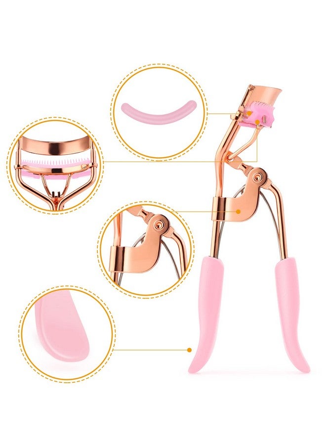 WLLHYF Eyelash Curler Kit Metal Eye Lashes Curler Professional Makeup Tool With Builtin Comb Eye With 10 Replacement Refill Pads Get Dramatically Curled Eyelashes For Women Girl (Pink) - Image 5