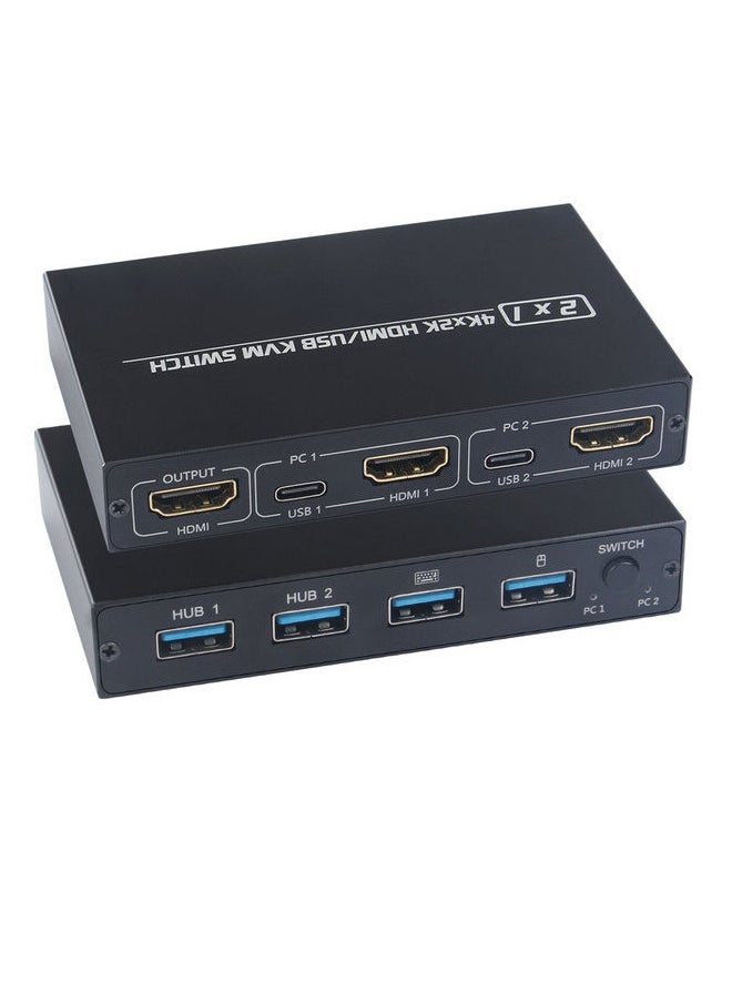 Generic AM-KVM 201CL 2-in-1 HDMI/USB KVM Switch Support HD 2K*4K 2 Hosts Share 1 Monitor/Keyboard& Mouse Set  - Image 1
