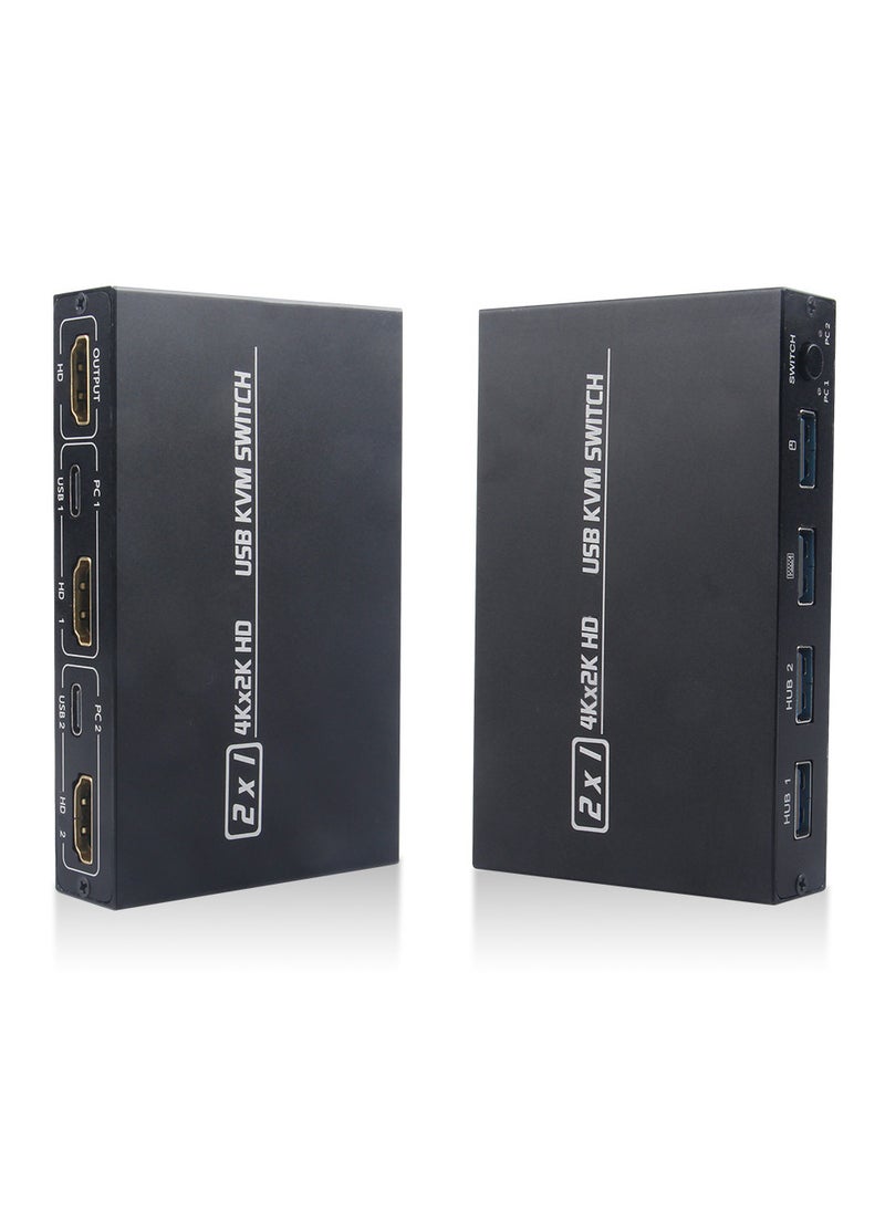 Generic AM-KVM 201CL 2-in-1 HDMI/USB KVM Switch Support HD 2K*4K 2 Hosts Share 1 Monitor/Keyboard& Mouse Set  - Image 3