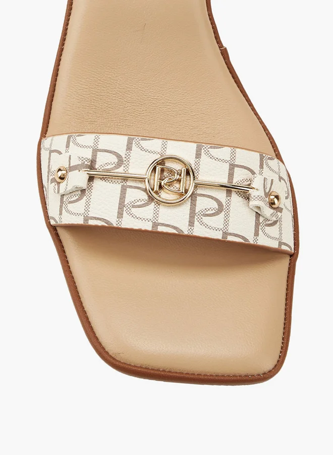 بابريكا Metal Accent Block Heel Sandals with Buckle Closure