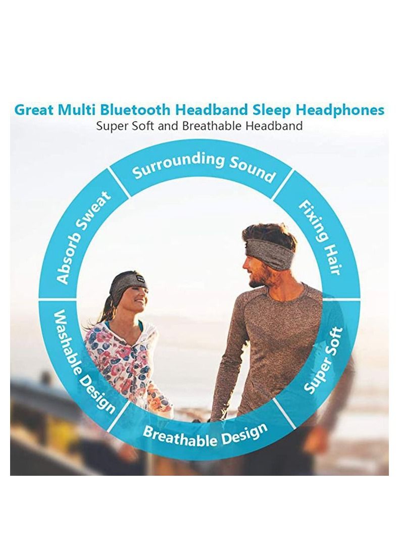 Sports headband Bluetooth headset sleep eye mask wireless sports headset sleep music eye mask (grey) - Image 3