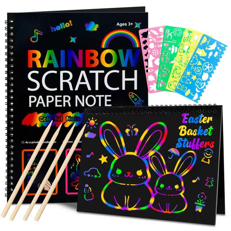 Cvvdycago Easter Basket Stuffers for Teens Scratch Paper Art Crafts Back to School Classroom Teacher Supplies Easter Gifts for Kids Game Party Favors Activities Toys for Boy Girls Ages 312 Years Old 2Pack - Image 2