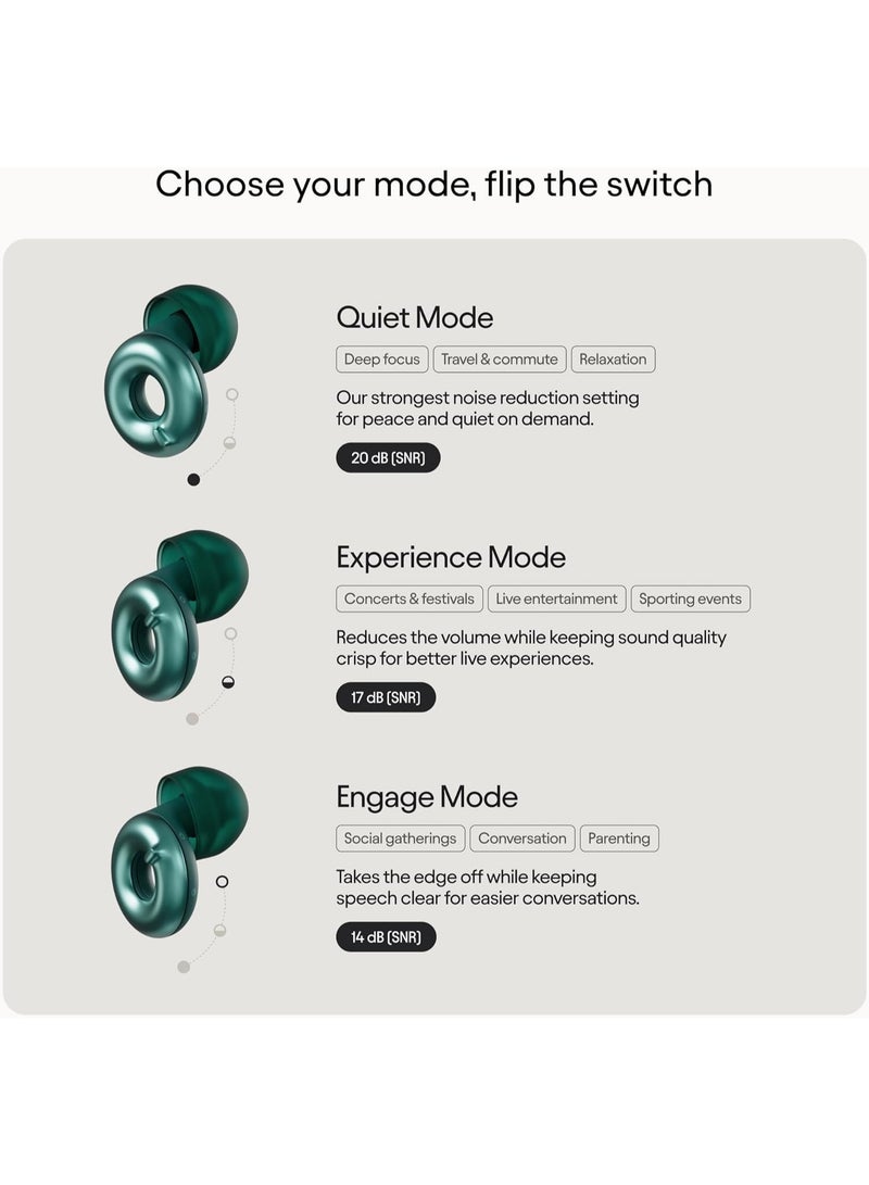 Loop Switch 2 Adjustable Ear Plugs – 3 Noise Relief Modes For Ultimate Control | Flexible Noise Reduction Earplugs For Focus, Travel, Socializing, Festivals & More | 20-26 dB (SNR) Noise Reduction - Image 2