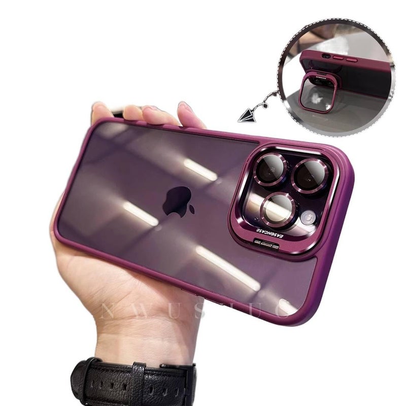 غطاء واقي بPC لـ iPhone 17 / 17 Air / 17 Pro / 17 Pro Max مع مقاوم للصدمات وحماية من السقوط مع مقاوم للصدمات مع حامل قائم مع حماية عدسة باللون برتقالي بوظيفة حامل - Image 4