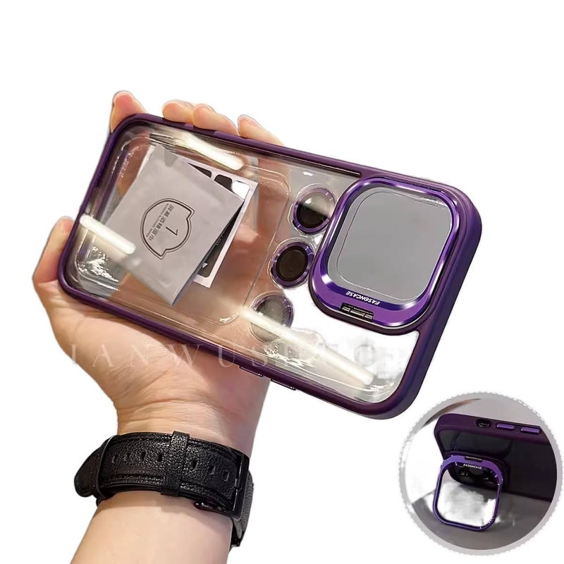 غطاء واقي بPC لـ iPhone 17 / 17 Air / 17 Pro / 17 Pro Max مع مقاوم للصدمات وحماية من السقوط مع مقاوم للصدمات مع حامل قائم مع حماية عدسة باللون برتقالي بوظيفة حامل - Image 5
