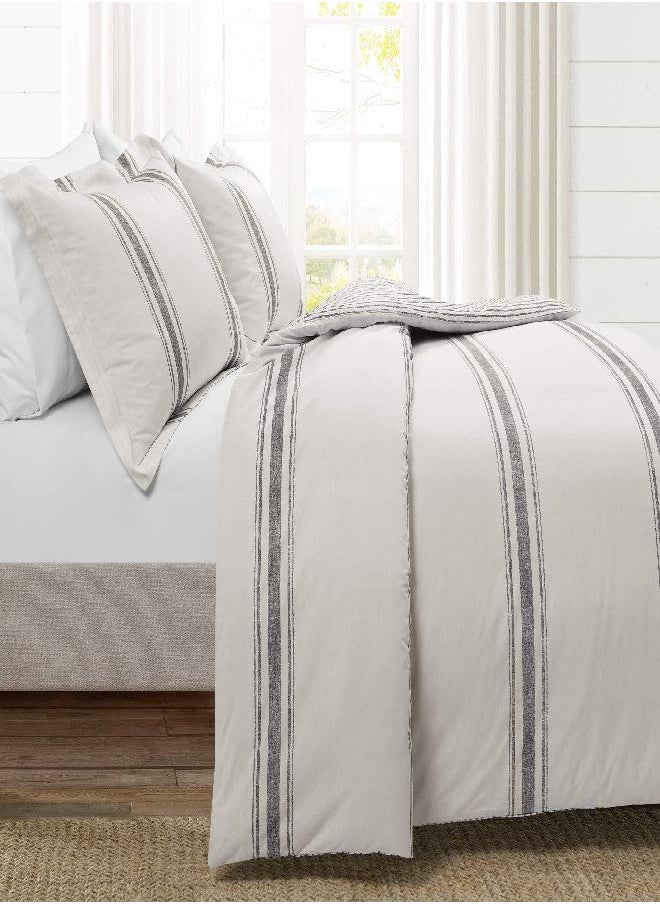 Lush Decor Farmhouse Stripe 3 Piece Duvet Cover Set, Full/Queen, Gray - pzsku/Z1F83DB8695DB15BD8A5DZ/45/_/1693489052/c42ead3a-a5ff-4148-a3e4-986d357c483d