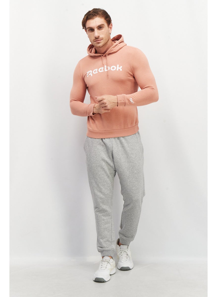 Reebok Men Sportswear Fit Brand Logo Drawstring Hoodies, Pink  - Image 2