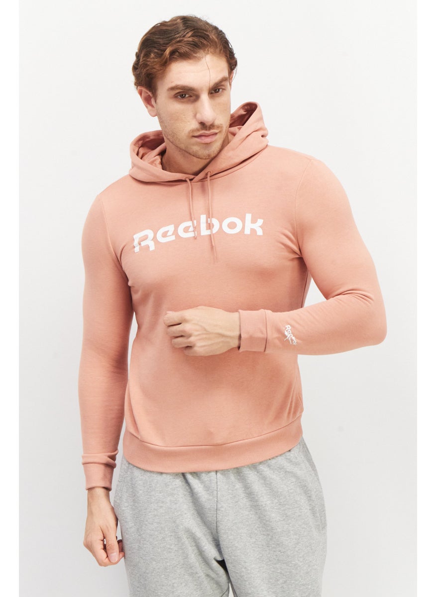 Reebok Men Sportswear Fit Brand Logo Drawstring Hoodies, Pink  - Image 1