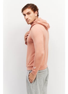 Reebok Men Sportswear Fit Brand Logo Drawstring Hoodies, Pink  - Image 3