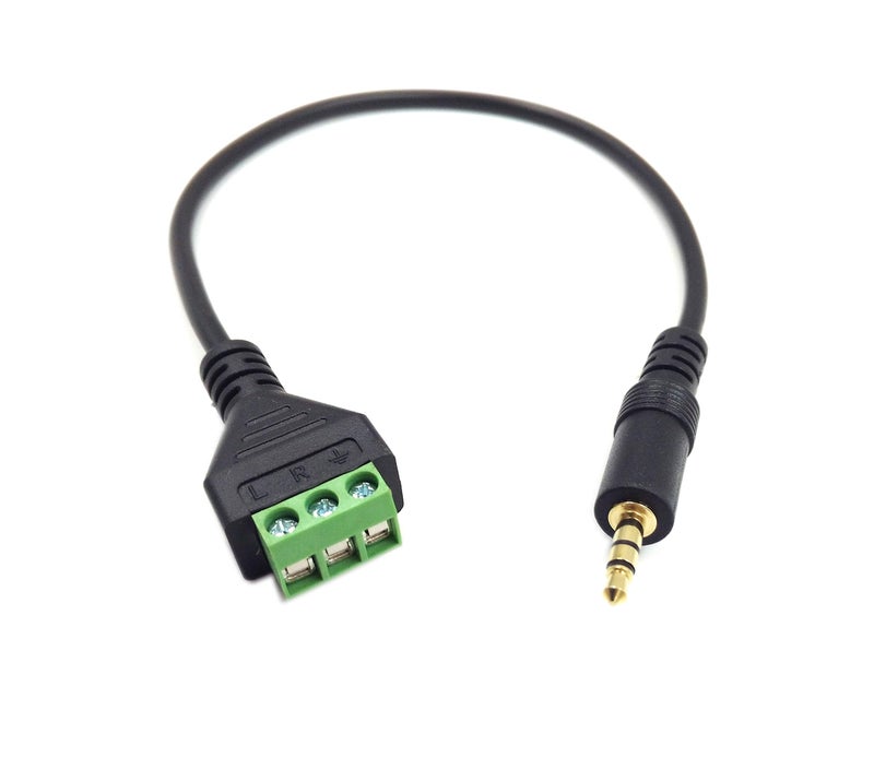 Poyiccot 3.5mm Screw Terminal Connector Cable, 3.5mm(1/8inch) Stereo Audio Balanced Male Jack to AV 3 Pin Screw Terminal Adapter Cable 30cm(1/8inch TRS) - Image 1