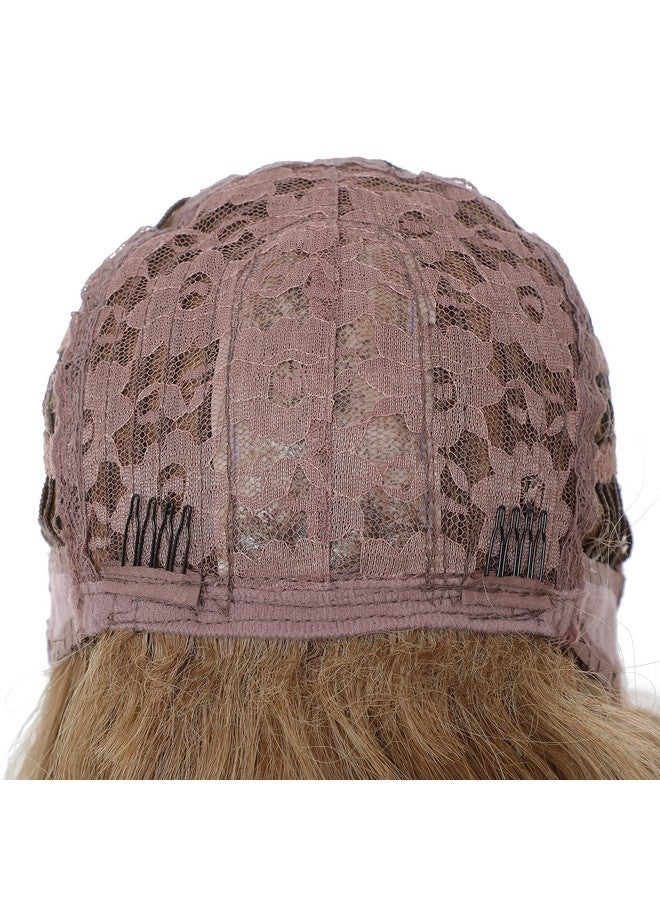 SWACC Long Layered Straight Wig with Bangs Synthetic Hair Wig for Women with Wig Cap (Brown Blond Highlight) - Image 5