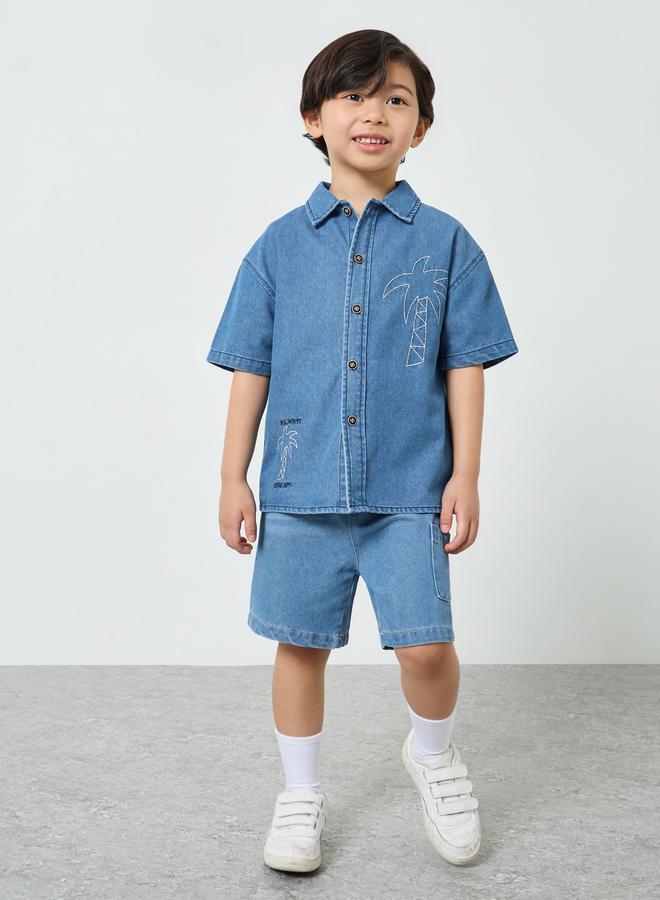 Styli Boys Denim Shirt with Embroidery - Image 2
