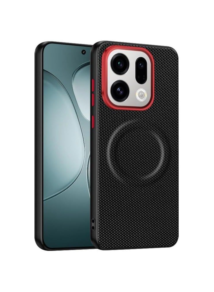 general Magnetic Protective Case Compatible with OPPO Find X9 2025 Impact-Resistant TPU Edges with Leather Fiber Back Cover Supports Wireless Charging