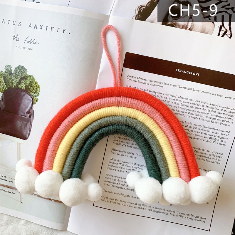 Ins Decoration Nordic Style Home Decoration Children'S Room Decoration Pendant Woven Clouds Rainbow Hanging Wall Decoration Hanging Decoration - Image 1