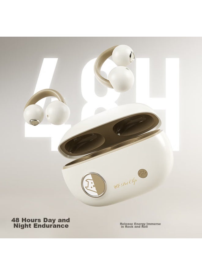 Ikf Pet Clip True Wireless Bluetooth Earphones Open-ear Clip-on Bone Conduction Wireless Earphones Hifi Sound Quality Long Battery Life Suitable For Sports And Students Khaki - Image 5