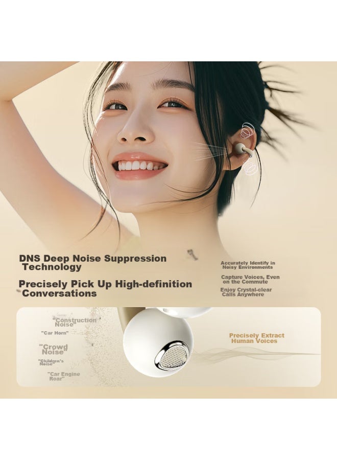 Ikf Pet Clip True Wireless Bluetooth Earphones Open-ear Clip-on Bone Conduction Wireless Earphones Hifi Sound Quality Long Battery Life Suitable For Sports And Students Khaki - Image 4
