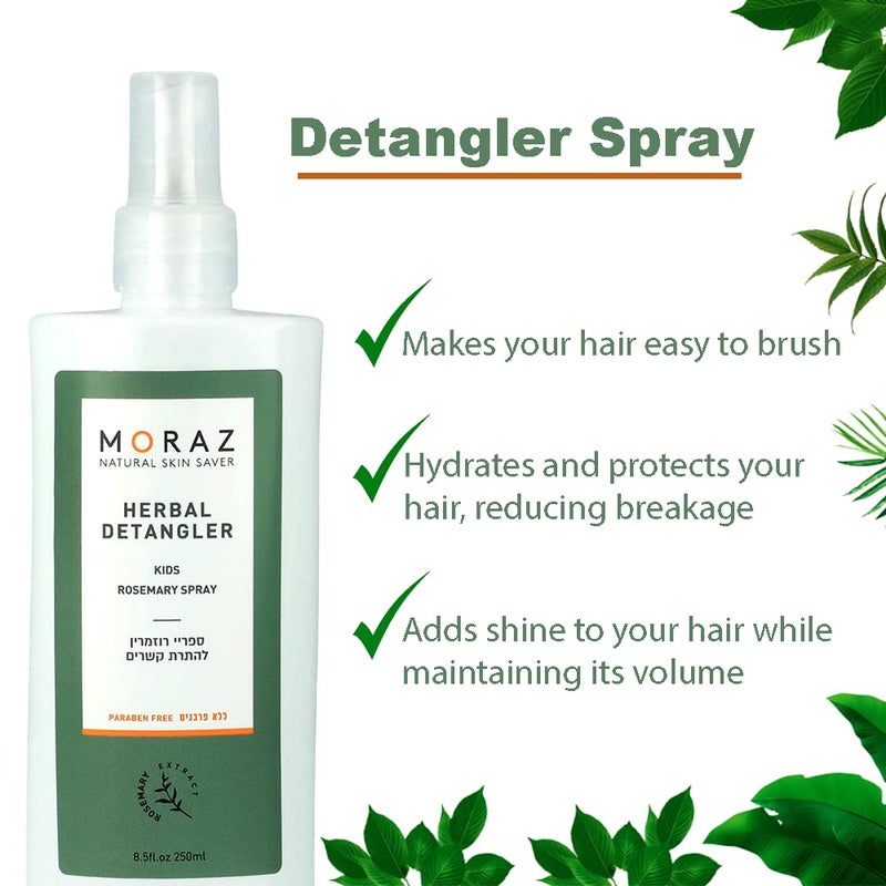 Moraz Natural Detangler Spray for Kids with Rosemary Extract, Kids Detangler Spray for All Hair Types, Organic Detangler Spray Toddler, 8.5 FL. OZ. - Image 2