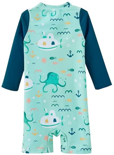 UMELOK Toddler Boy Swimsuit Baby Rash Guard Swimwear Rashguard UPF 50+ Sun Protection Bathing Suit Sunsuit Green, Submarine and Octopus-18-24M - Image 2