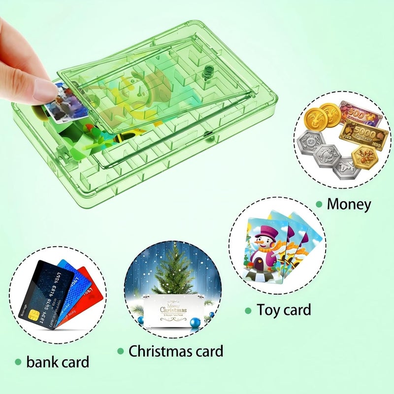 Skylety 5 Pcs Money Puzzle Box Gift Card Box Plastic Puzzle Card Holder Fun Maze Intellectual Pinball Machine Game for Teens and Adults Birthday Party Favors(Green) - Image 3