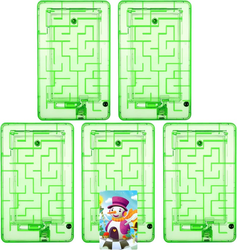 Skylety 5 Pcs Money Puzzle Box Gift Card Box Plastic Puzzle Card Holder Fun Maze Intellectual Pinball Machine Game for Teens and Adults Birthday Party Favors(Green) - Image 1