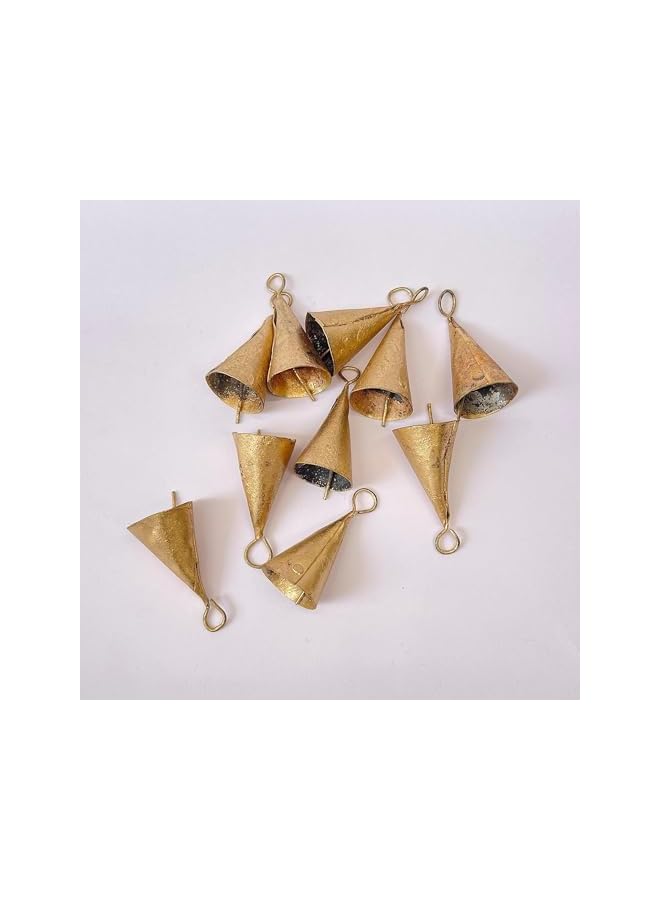 The Bros The Bro 10pcs Small Mini Gold Rustic Vintage Iron Tin Metal Christmas Ornaments Jingle Bells for Crafts, Bells for Hanging Chimes, Creative Handmade Art Bells (Size : 8CM) - Image 4