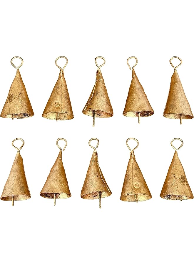 The Bros The Bro 10pcs Small Mini Gold Rustic Vintage Iron Tin Metal Christmas Ornaments Jingle Bells for Crafts, Bells for Hanging Chimes, Creative Handmade Art Bells (Size : 8CM) - Image 1