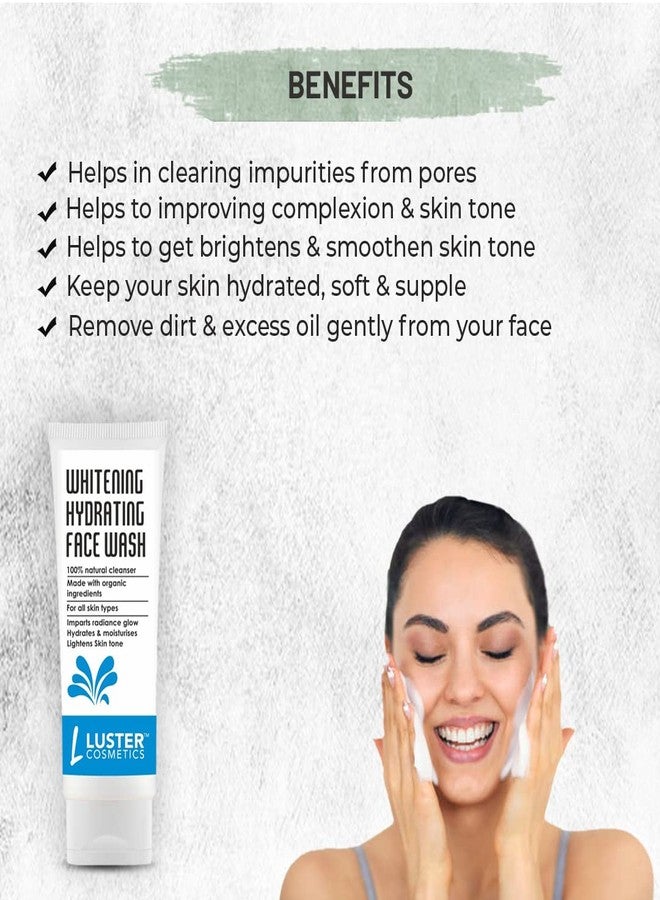 Luster Cosmetics Whitening Hydrating Face Wash | Lightens Skin Tone | Skin Hydrates & Moisturises | Made with Organic Ingredients -100 ml (Pack of 2) - Image 3