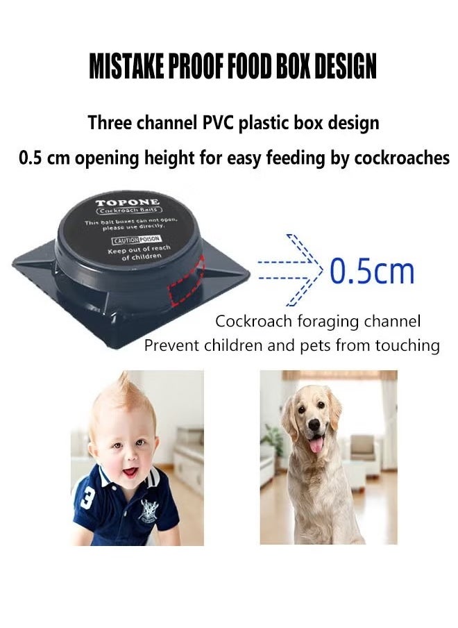 6 Bait Stations Cockroach Baits 90 Days Long-Term Efficacy, Cockroach Trap Prevents Roach Reproduction And Destroys The Nest, No Fumes, No Vapor, No Odor, Suitable For Kitchens, Offices, And Warehouse