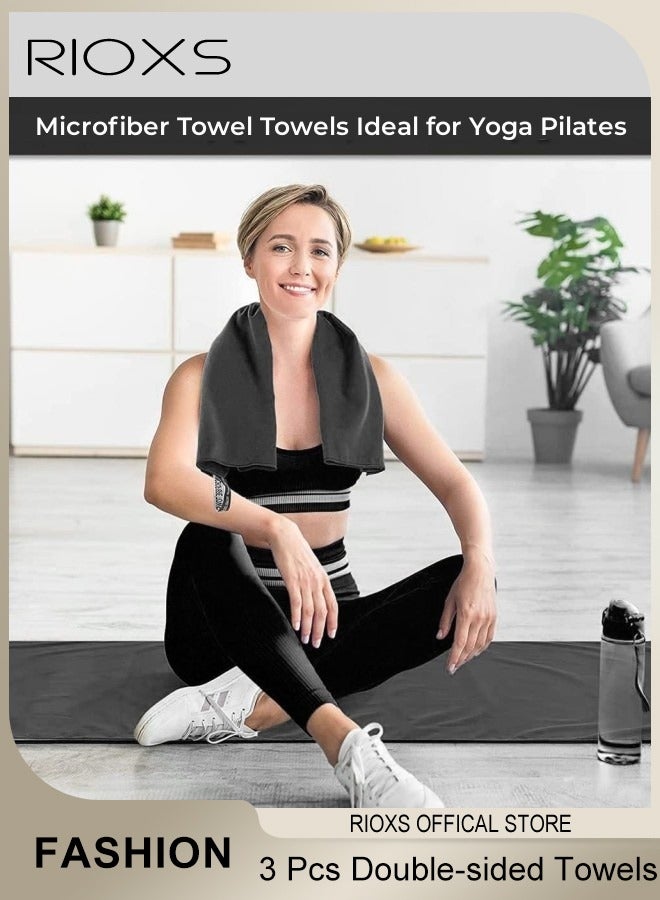 RIOXS 3 Pcs Double-sided Microfiber Towel Travel Gym Towels Fast Drying Compact Beach Towel Light Weight Camping Towels Large Bath Sheet Towel (38*38 + 40*80 + 76*152cm)Cooling Towel, Cool And Dry Towel In Summer, Suitable For Bicycle, Yoga, Running, Fitness Enthusiasts  - Image 4