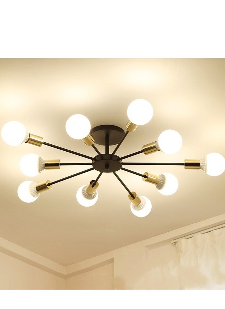 MIXDE Ceiling Light Fixture 8-Lights Semi Flush Mount Ceiling Light Modern Sputnik Chandelier Black Ceiling Lighting Farmhouse Industrial for Dining Room Living Room Porch Kitchen 