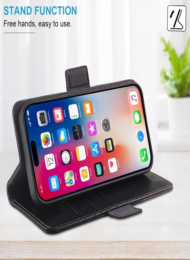 كيزي هوم جراب KEZiHOME لهاتف iPhone 15 Plus، جراب محفظة من الجلد الطبيعي [حجب RFID] [فتحات للبطاقات] [مسند] غطاء قلاب مقاوم للصدمات، جراب مغناطيسي متوافق مع iPhone 15 Plus 5G 2023 (أسود/بني) - Image 5