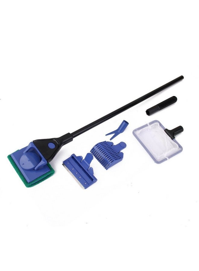 SRI Aquarium 5 In 1 Kit Multi-Function Aquarium/Fish Tank Cleaning Tool, Algae Scraper, Fish Net, Sponge, Plant Fork, Gravel Rake Long Deep Fish Tanks - Image 1