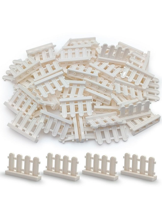SPRITE WORLD Building Block Toy Accessories 1 x 4 x 2 White Picket Fence, Bulk - 50 Pieces per Package (White) - Image 1