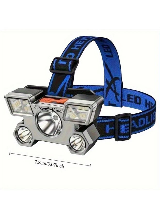 USB Rechargeable Headlamp With 5 LEDs 4 Light Modes Headset Style For Camping Fishing - Image 1