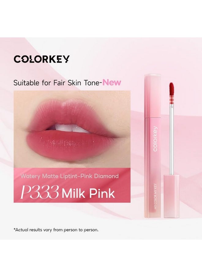 COLORKEY COLORKEY Soft Matte Water Lip Tint, Matte Finishs, Long-Lasting, Moist Fit Without Stickiness, Moisturized, Waterproof, Liquid Lipstick, Nude lip color (P333 Milk Pink)  - Image 2