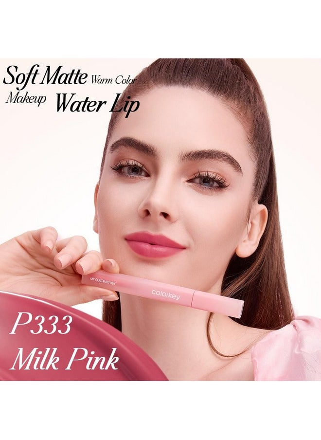 COLORKEY COLORKEY Soft Matte Water Lip Tint, Matte Finishs, Long-Lasting, Moist Fit Without Stickiness, Moisturized, Waterproof, Liquid Lipstick, Nude lip color (P333 Milk Pink)  - Image 3