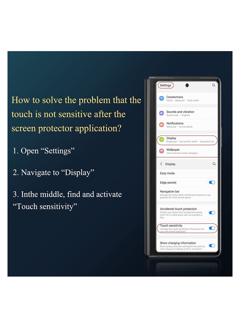 DUSALA Samsung Galaxy Z Fold 4 Front Screen Privacy Screen Protector Anti-Spy Tempered Glass Film 9H Hardness Scratch Resistant Bubble Free Glass Screen Protector for Samsung Galaxy Z Fold 4 - Image 4