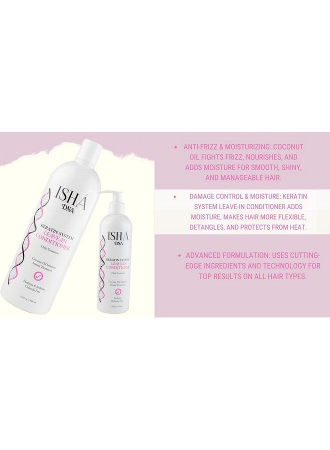 ISHA DNA Keratin Treatment System Leave In conditioner - Sulfate Free - Daily Treatment For Instant Damage Control - Provides Volume and Detangles - Coconut and Argan Oil Infused (32 Fl oz.) - Image 3